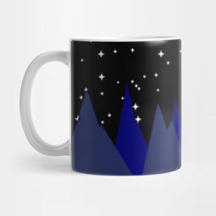 MOUNTAINS, NIGHT SKY, MOON AND STARS, MINIMALIST MOUNTAINS Mug